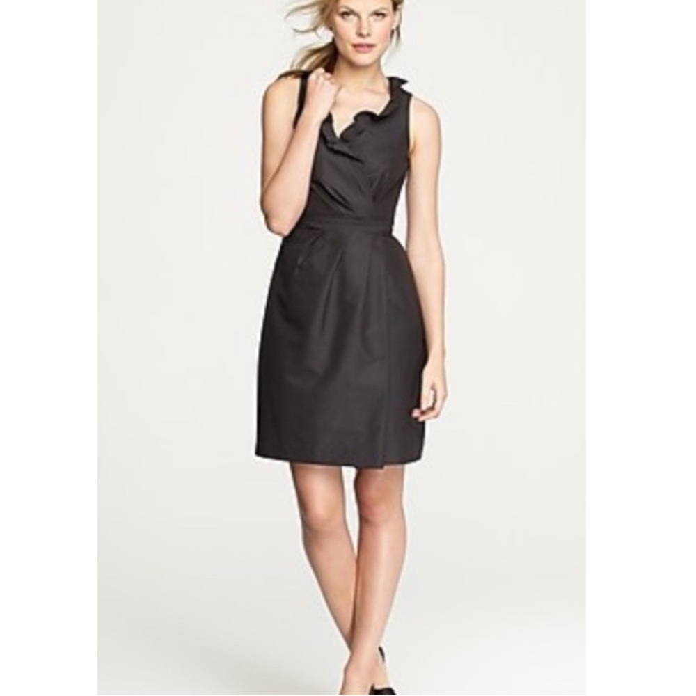 NWT J. Crew Silk Blakely Faux Wrap Ruffle Dress Black 18